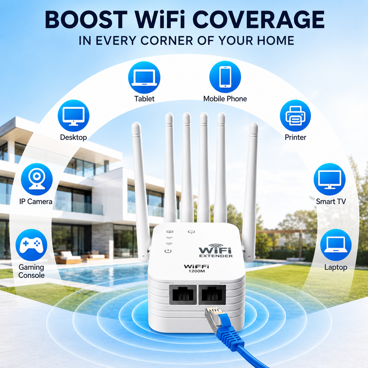 📡 WiFi Extender Pro — Supports 45 Devices | 6 Antennas 🔥