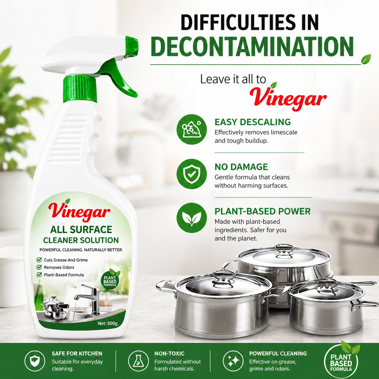 🍃 Vinegar Kitchen Cleaner – Deep Clean in 5 Min🔥