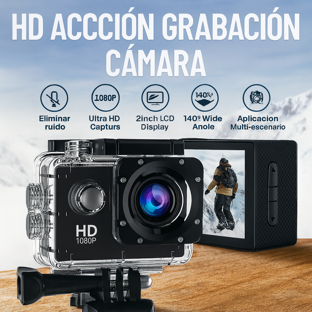 AquaGo 4K Action Cam – Sumergible y Multifuncional
